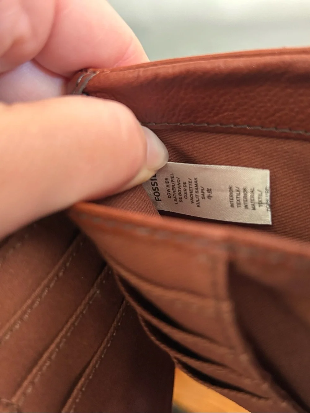 Fossil Brown Leather Zip Card Wallet